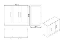 Hanah Home Conjunto de muebles de oficina Vo16-Ob Roble y negro